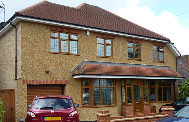 pebbledash covered house