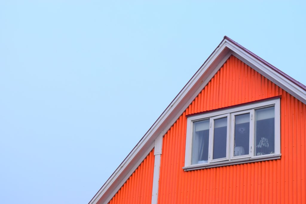 orange house with gable end