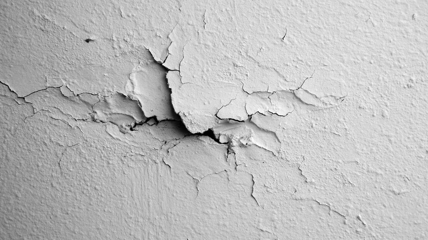 Cracked masonry paint showing damage and surface deterioration over time