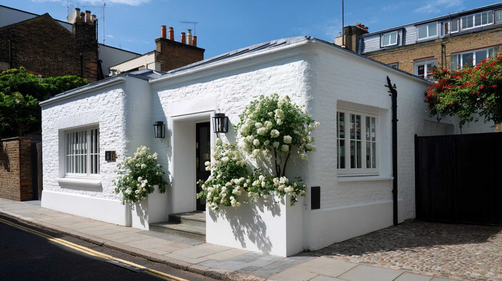 Modern cottage facade highlighting clean walls using render over render method.