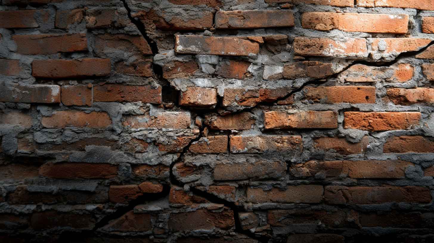 Cracked structure showing Water Coming Through Brick Wall When It Rains and weakens mortar joints