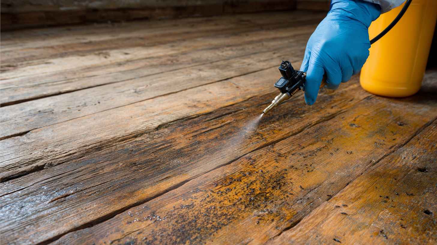 Applying treatment to stop wood rot and prevent further timber decay.